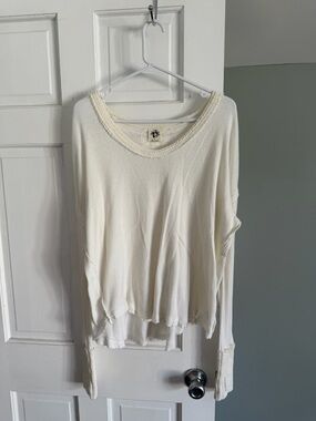 Free People We the Free Cream Lightweight Long Sleeve Top